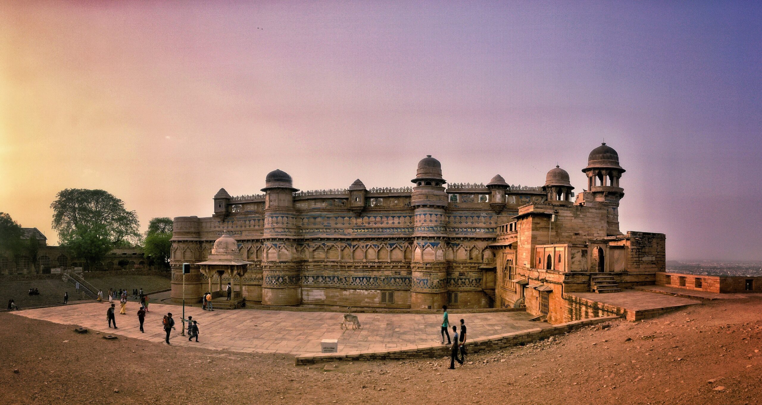 Historic Jahangir Mahal inside Orchha Fort complex showcasing Bundela architecture in Madhya Pradesh India