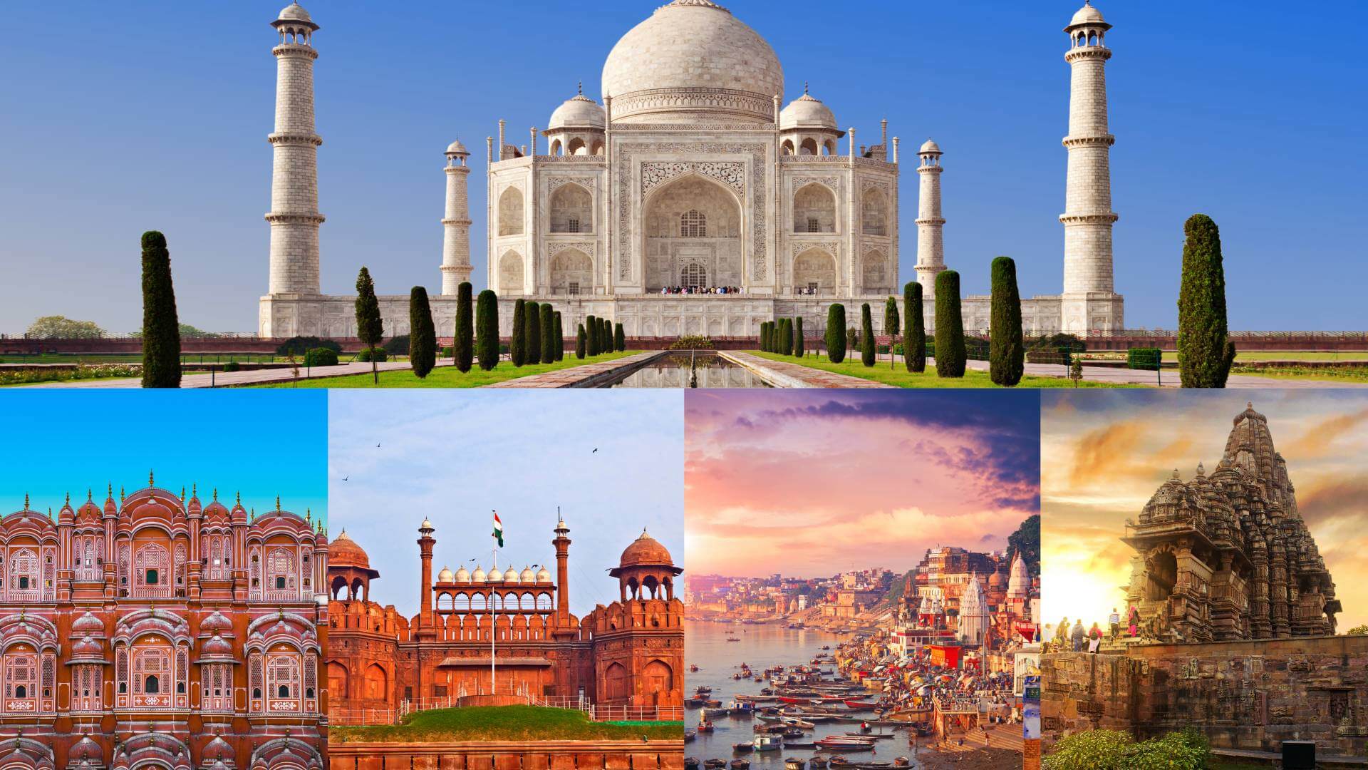 Golden Triangle Tour featuring Taj Mahal, Hawa Mahal, Red Fort, Varanasi Ghats and Khajuraho Group of Monuments