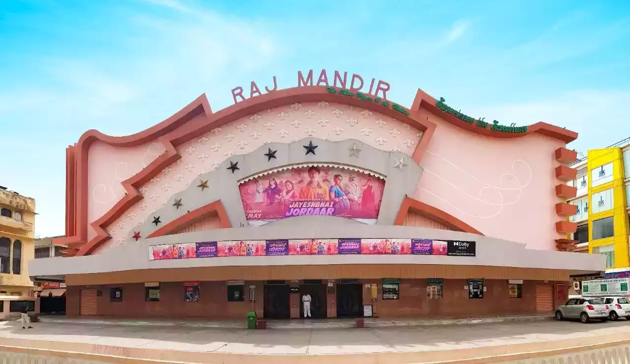 Raj Mandir Cinema Jaipur showcasing iconic architecture, luxurious interiors, Bollywood entertainment, and unforgettable movie experiences for visitors.