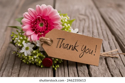 Thank you card with flowers for tour booking confirmation