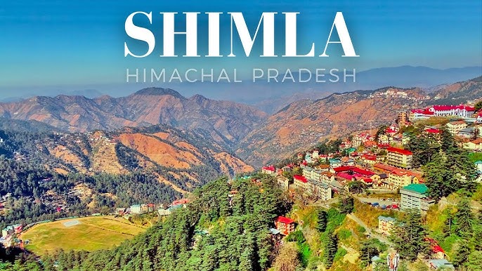 Beautiful Shimla city view with mountains and colorful buildings landscape
