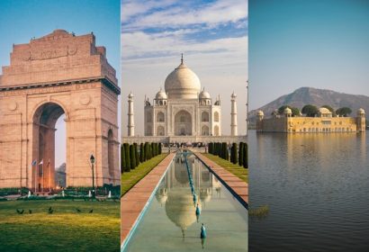 India Gate, Taj Mahal and Jal Mahal famous landmarks of India