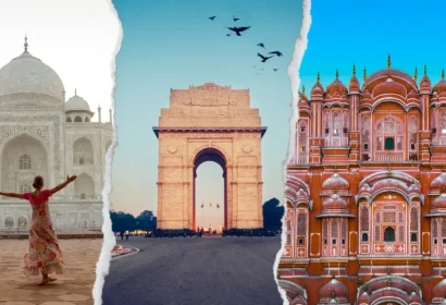 Taj Mahal, India Gate and Hawa Mahal Golden Triangle landmarks